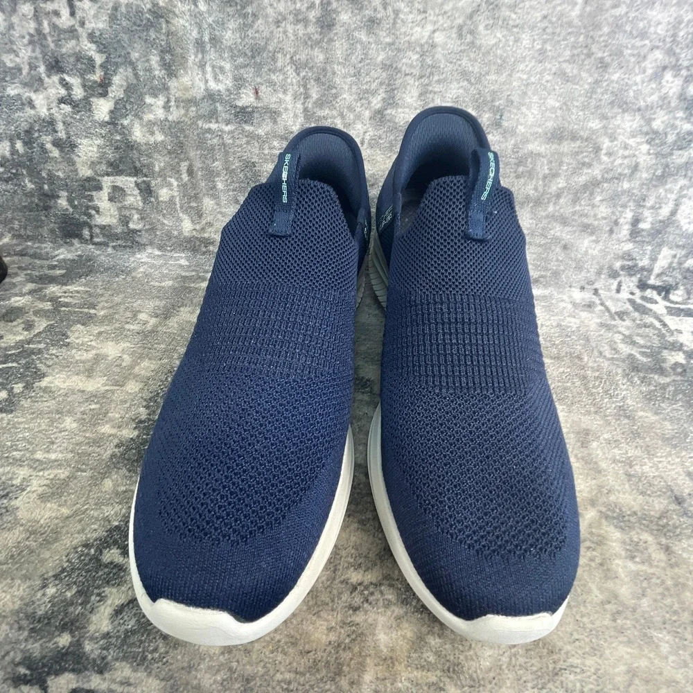 Skechers Mens 10 W Slip Ins Ultra Flex 3.0 Smooth Step Navy Blue Mesh Sneakers